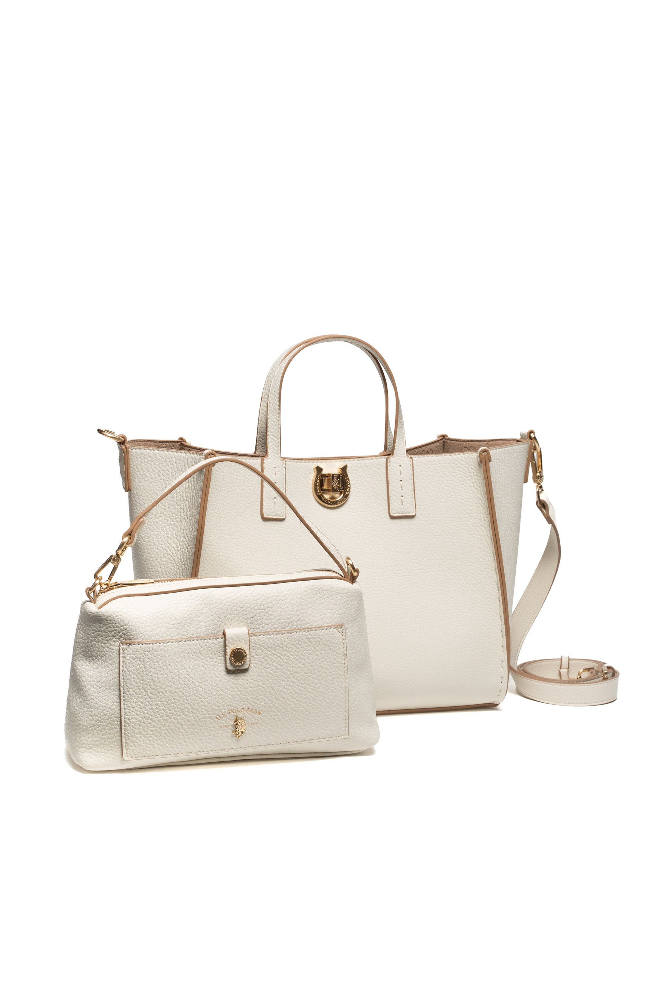 U.S. POLO ASSN. Tasche ' MIDDLETON DOUBLE HANDLE WITH EXTRA BAG ' in Weiß: Vorderseite