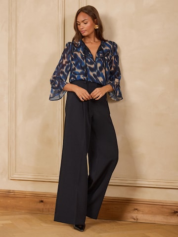 Chemisier love & roses en bleu
