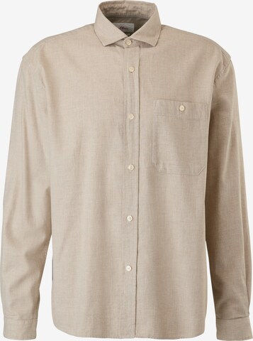 s.Oliver Comfort fit Button Up Shirt in Beige: front