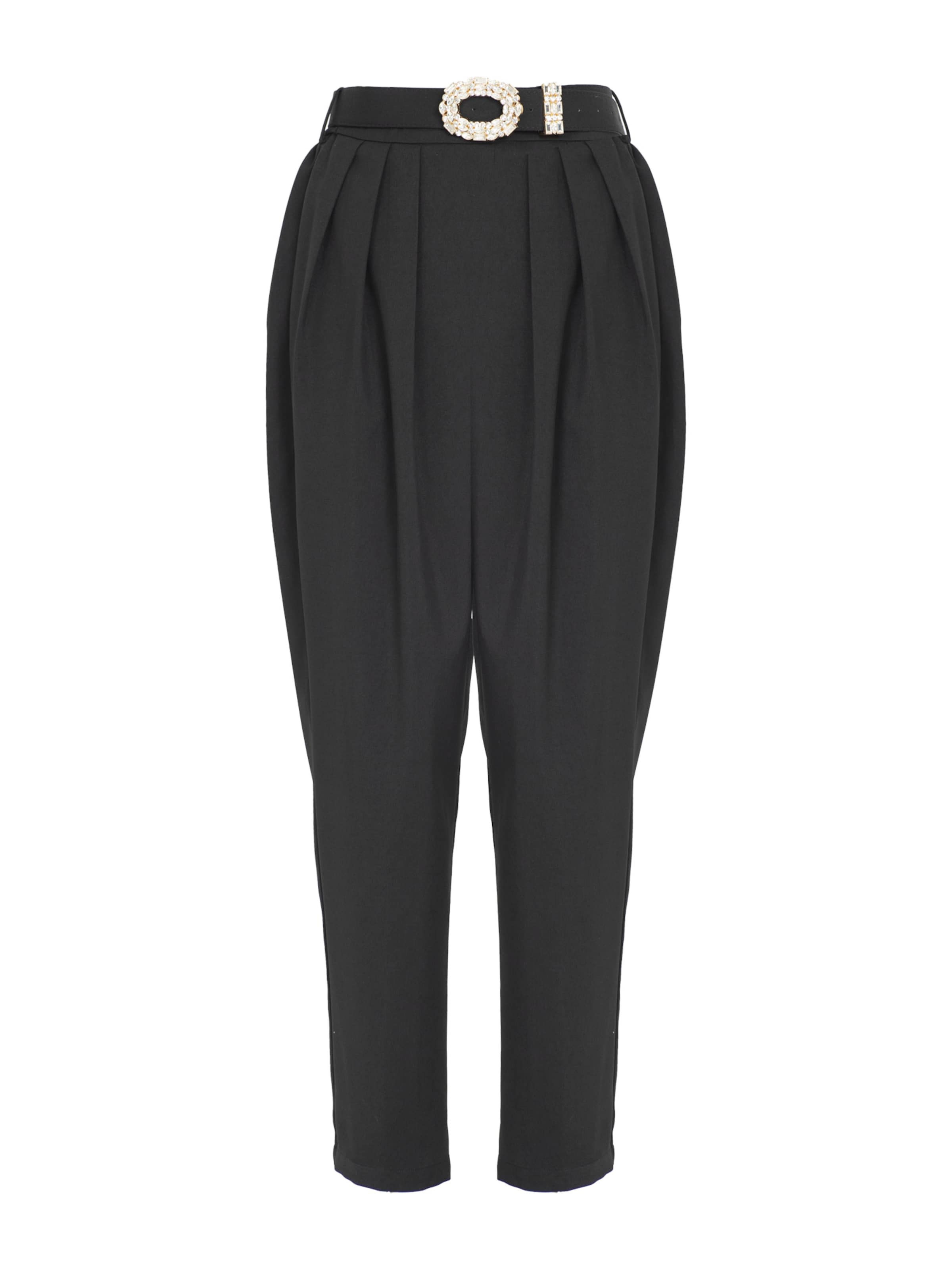 Influencer Alt kitsenev Voltidega püksid, värv must: eest vaates