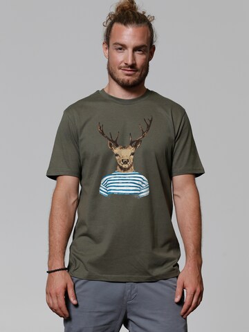 Maglietta 'Hirsch' di Watapparel in verde: frontale