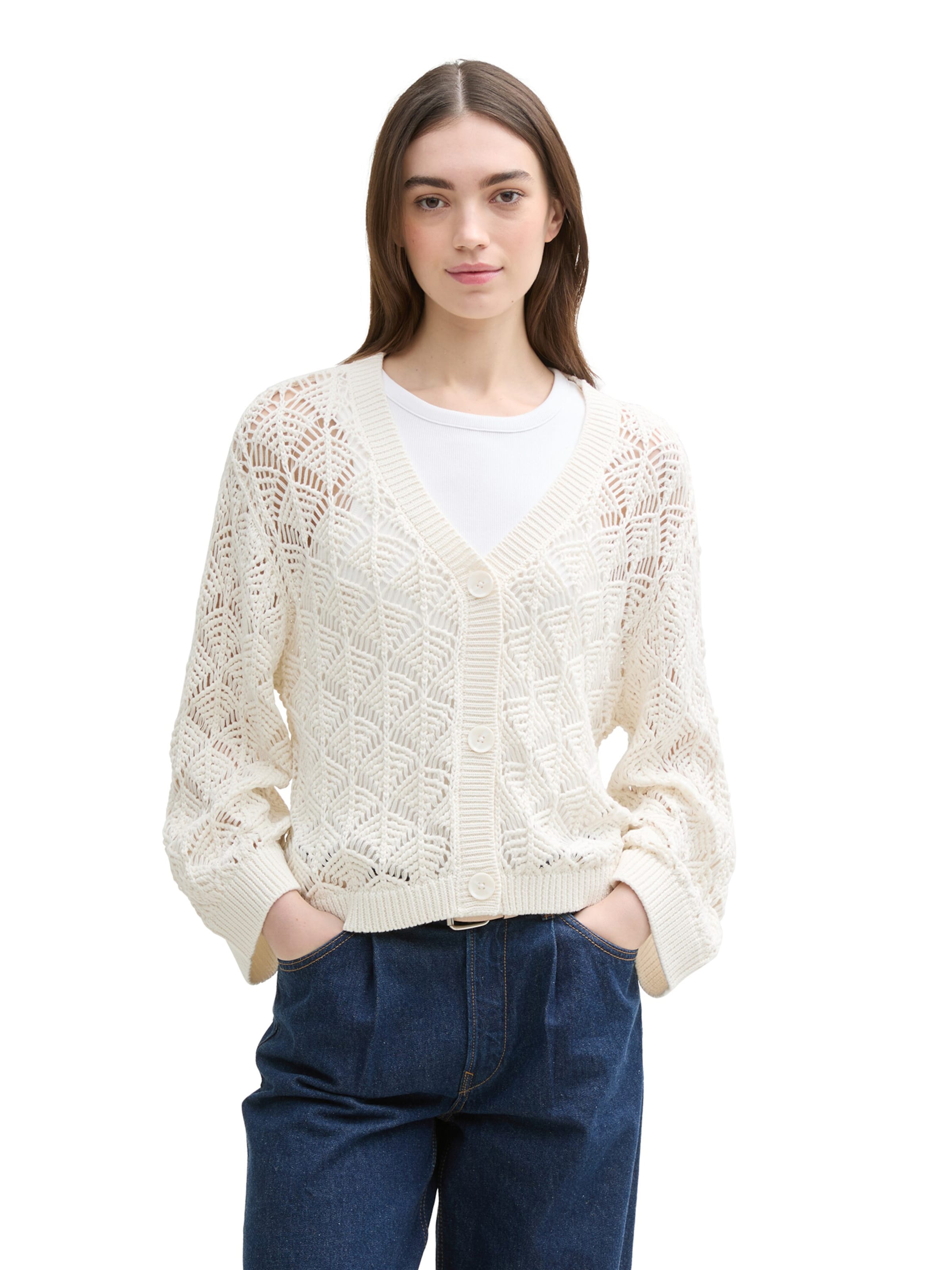 Cardigan TOM TAILOR DENIM en blanc : devant