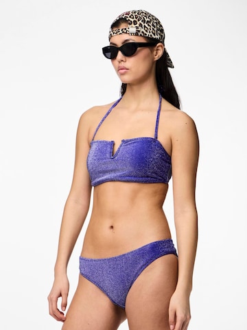 PIECES Bandeau Bikini Top 'BLING' in Blue: front