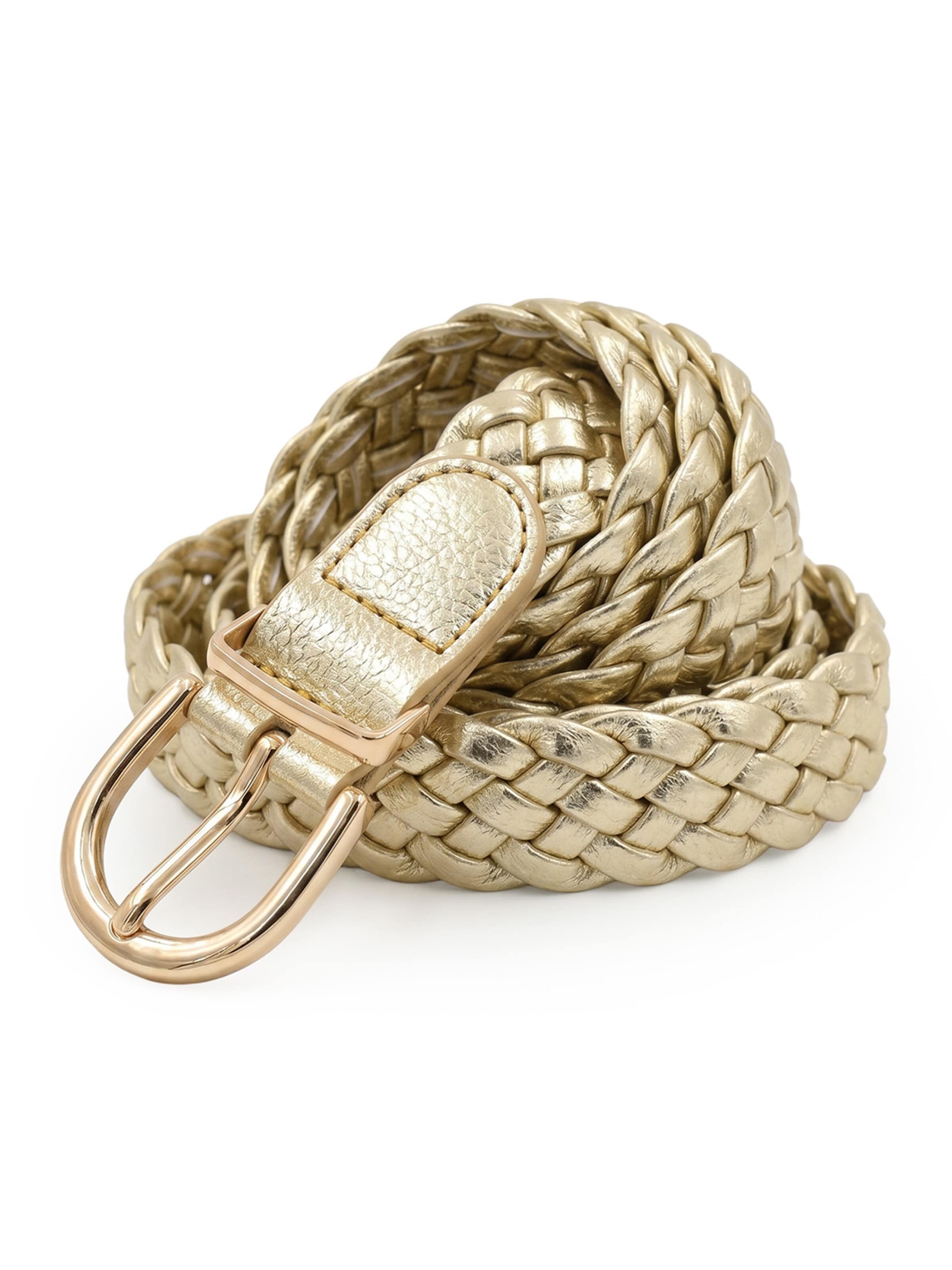 styleBREAKER Gürtel 'Flechtgürtel schmal'‌‌‌‌‌‌‌‌‌‌ in Gold: Vorderseite