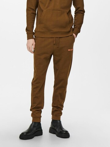 Only & Sons Tapered Pants in Brown: front