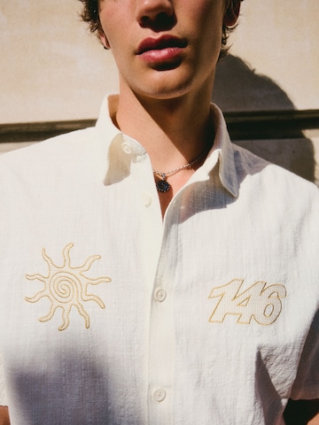 Bershka Comfort fit Button Up Shirt in White