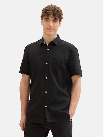 TOM TAILOR DENIM Regular fit Button Up Shirt in Black