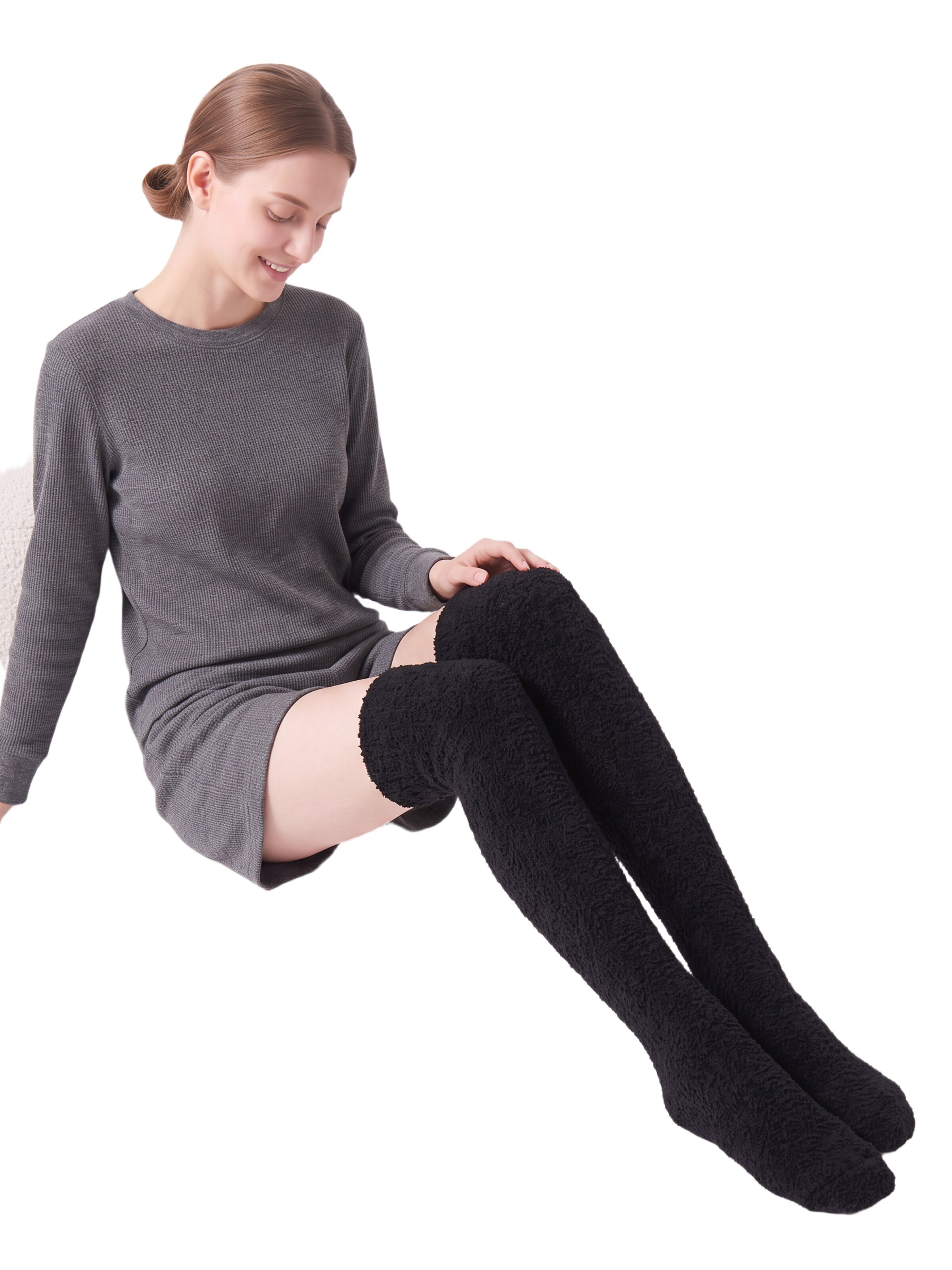 BONVERANO Over the Knee Socks in Beige