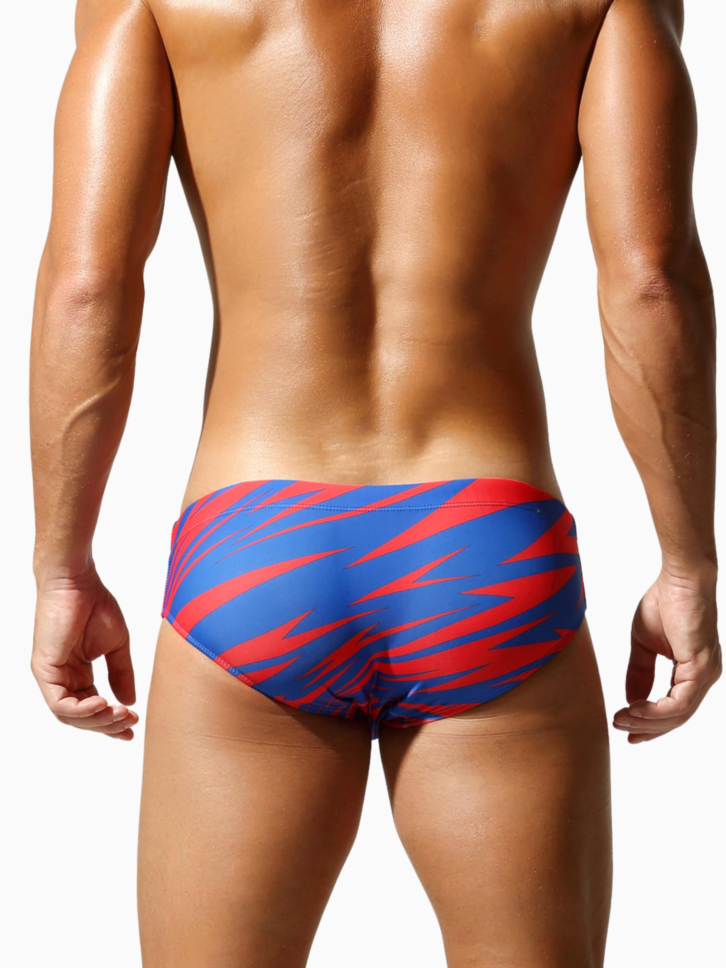 SEOBEAN Athletic Swim Trunks in Red