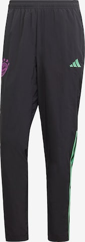 ADIDAS PERFORMANCE Tapered Workout Pants 'FC Bayern München Tiro 23' in Black: front