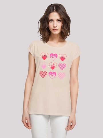 F4NT4STIC Shirt 'Herzen in Flammen' in Beige: front