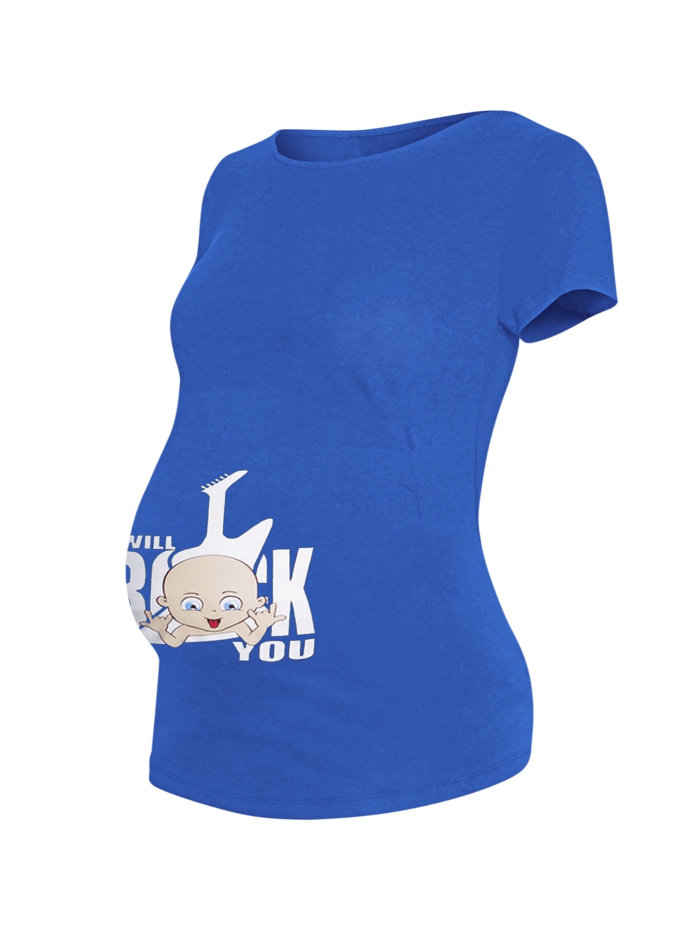 M.M.C. Shirt 'I Will Rock You Umstandsshirt' in Blue: front