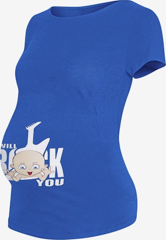 M.M.C. Shirt 'I Will Rock You Umstandsshirt' in Blue: front