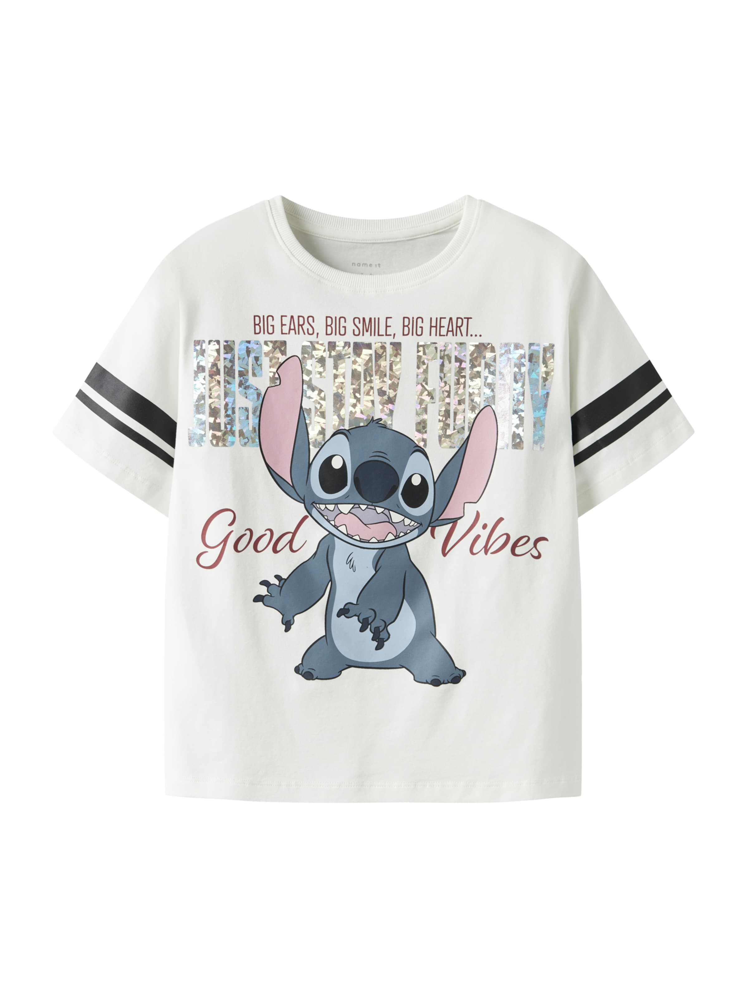 NAME IT - Camiseta 'Stitch' en blanco: frente