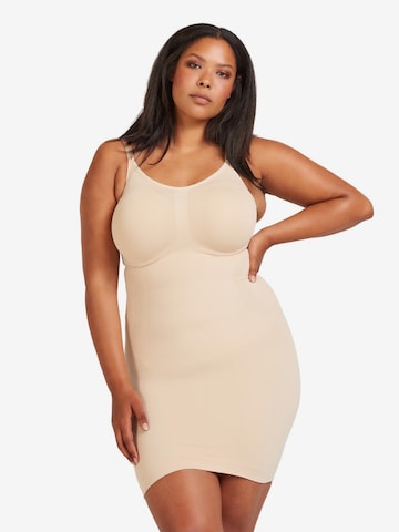 Zizzi Bodice Dress in Beige: front