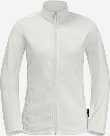 JACK WOLFSKIN Athletic Fleece Jacket 'TAUNUS' in White: front
