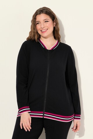 Ulla Popken Sweatjacke in Schwarz: Vorderseite