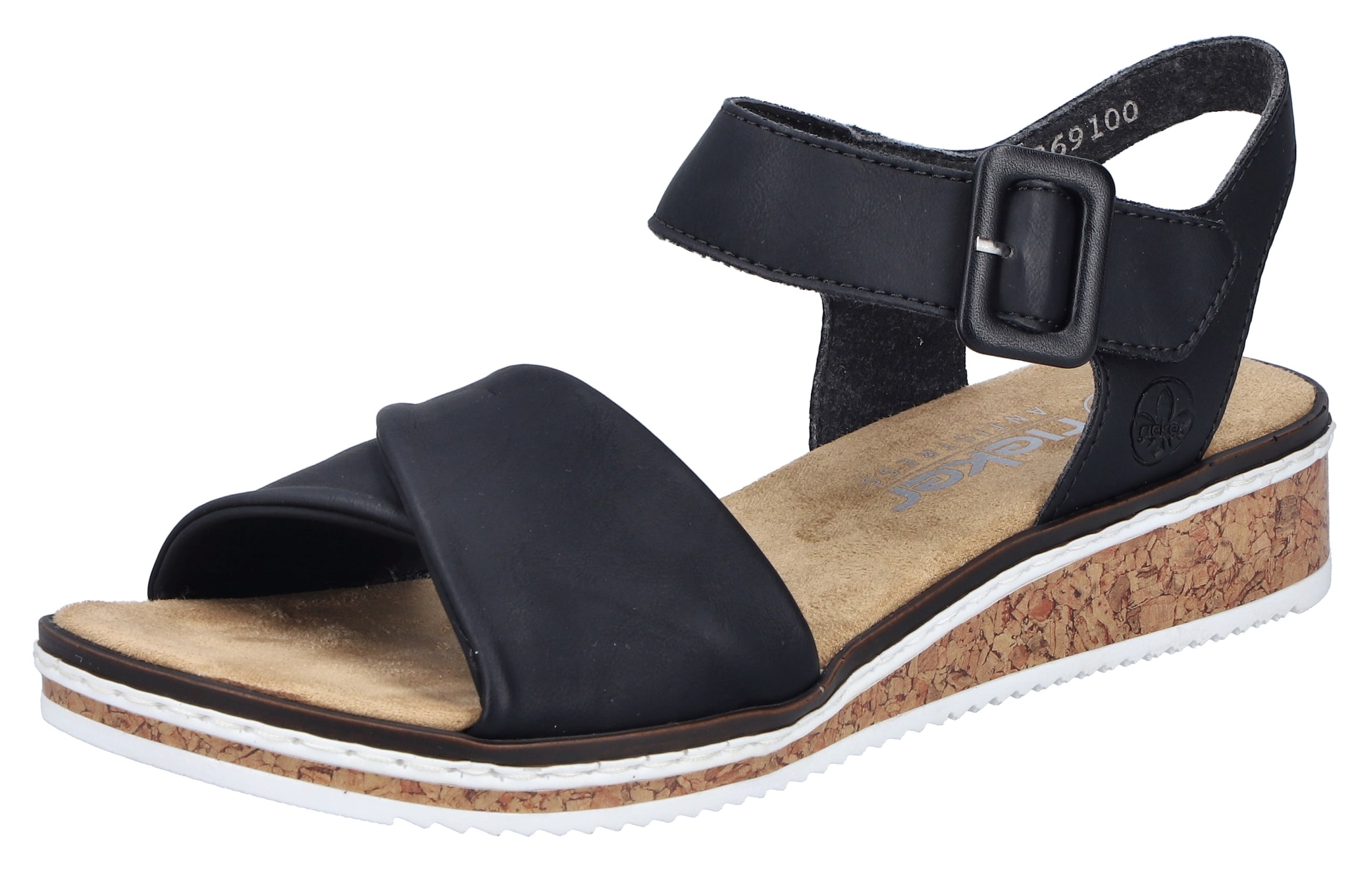 Sandales Rieker en noir : devant