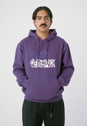 Cleptomanicx Sweatshirt' Krooked Gulls' in Lila: Vorderseite