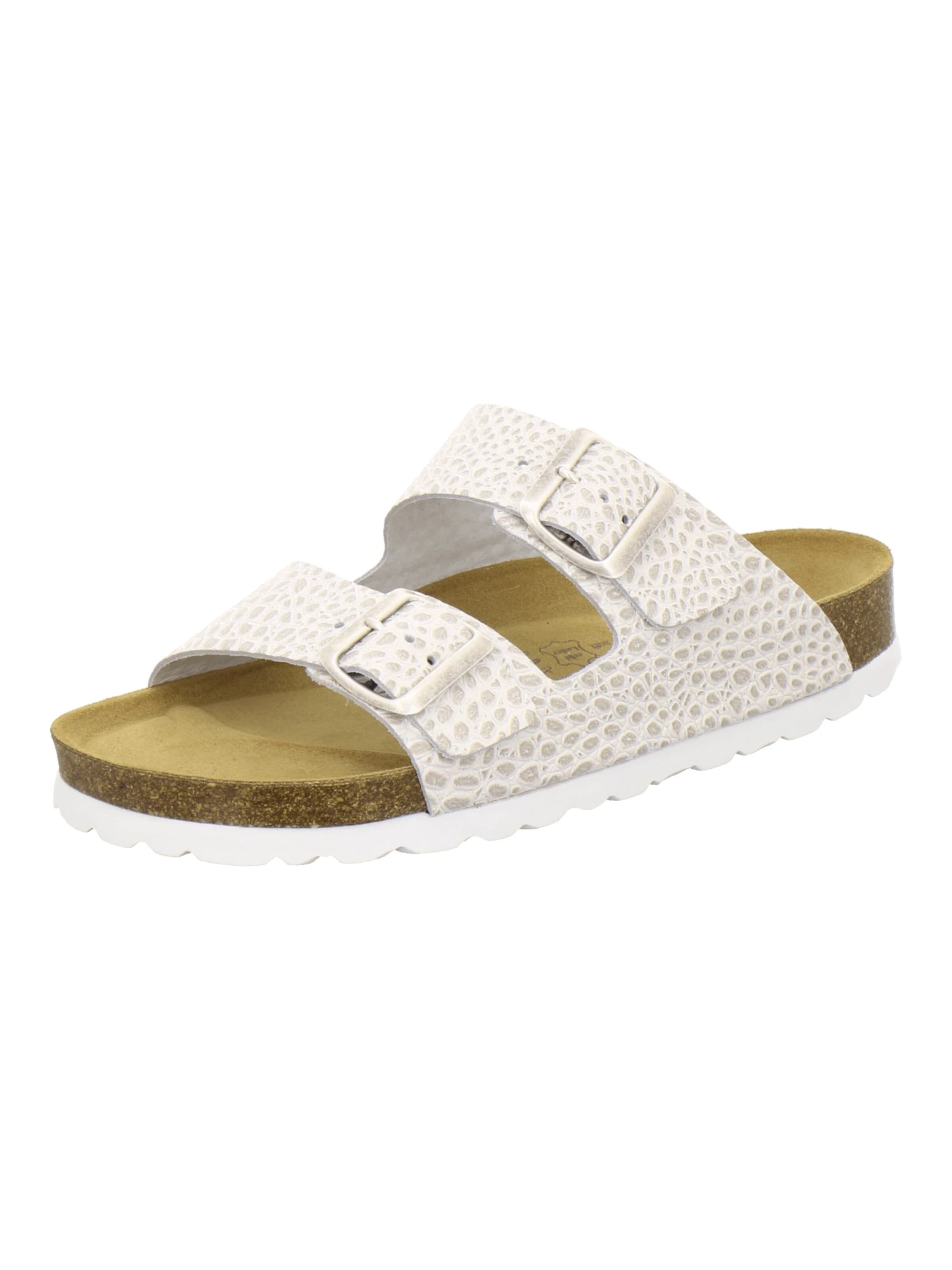 AFS-Schuhe - Zapatos abiertos 'Pantoletten Damen Zweischnaller beige-crocco' en beige: frente