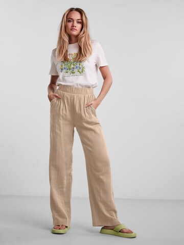 PIECES Loose fit Trousers 'Lelou' in Brown