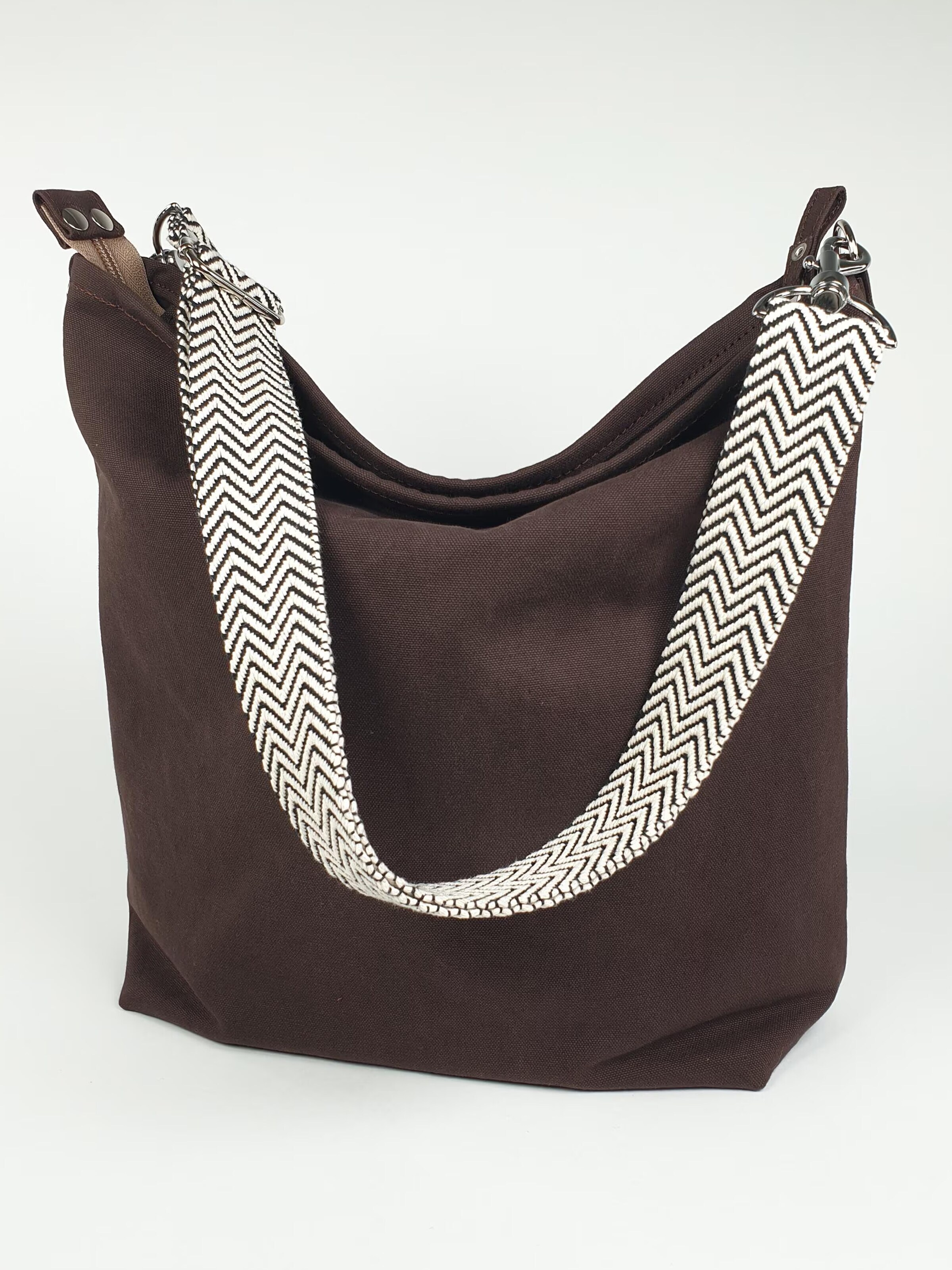SANUMI Crossbody Bag 'Canvas Hobobag' in Brown