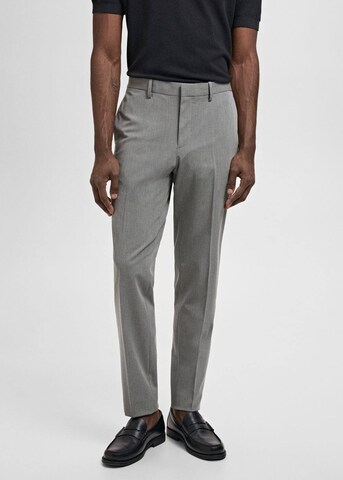 MANGO MAN Slim fit Pleated Pants 'Paris' in Grey: front