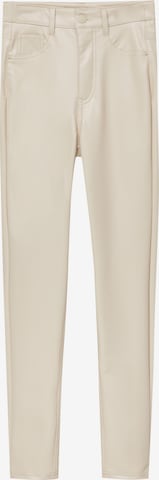 Pull&Bear Skinny Trousers in Beige: front