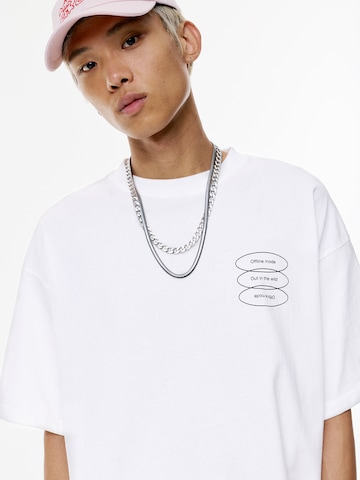 T-Shirt 'GHOST MODE' Pull&Bear en blanc