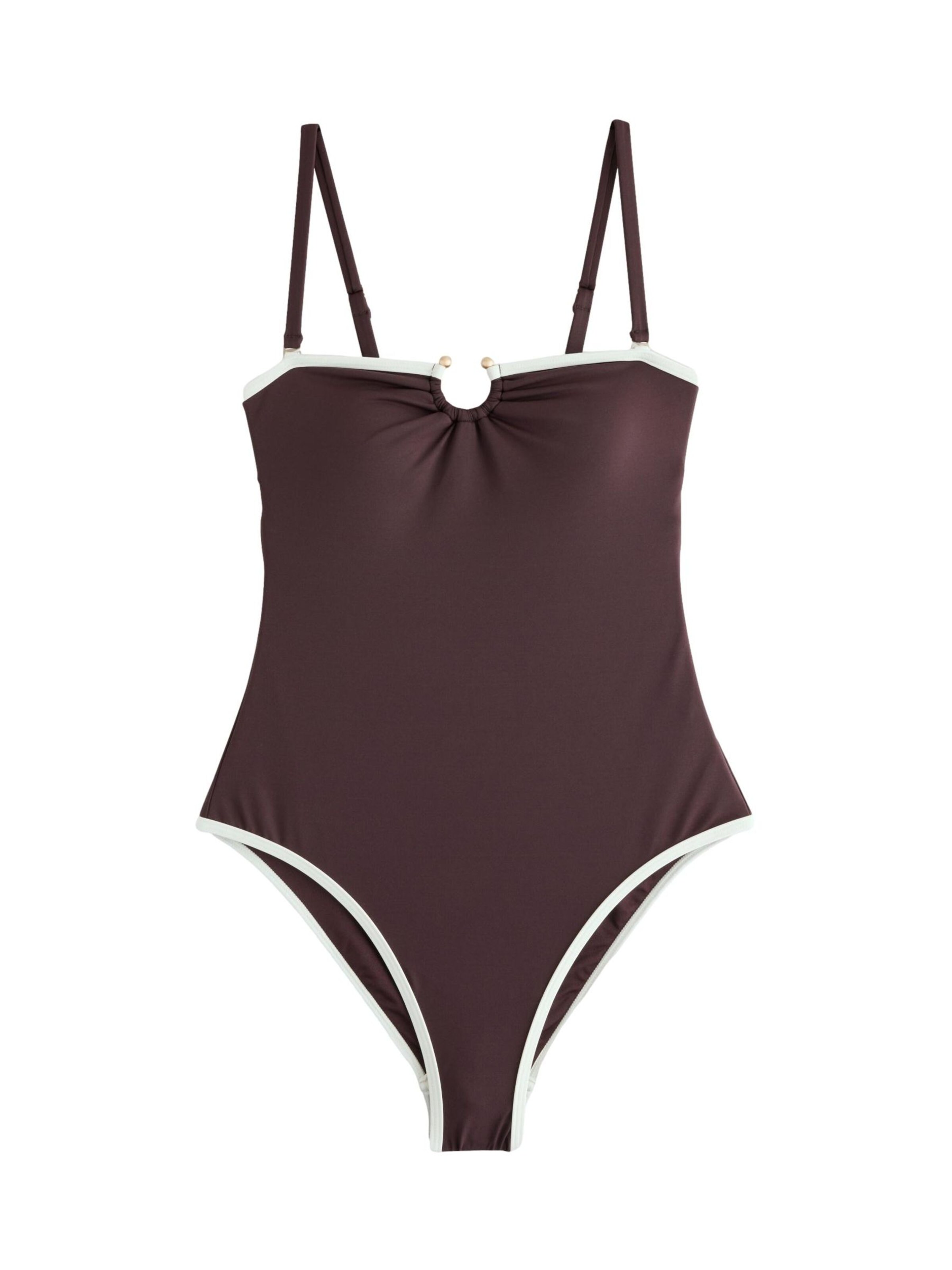 Mint Velvet Корректирующий купальник в Коричневый: спереди