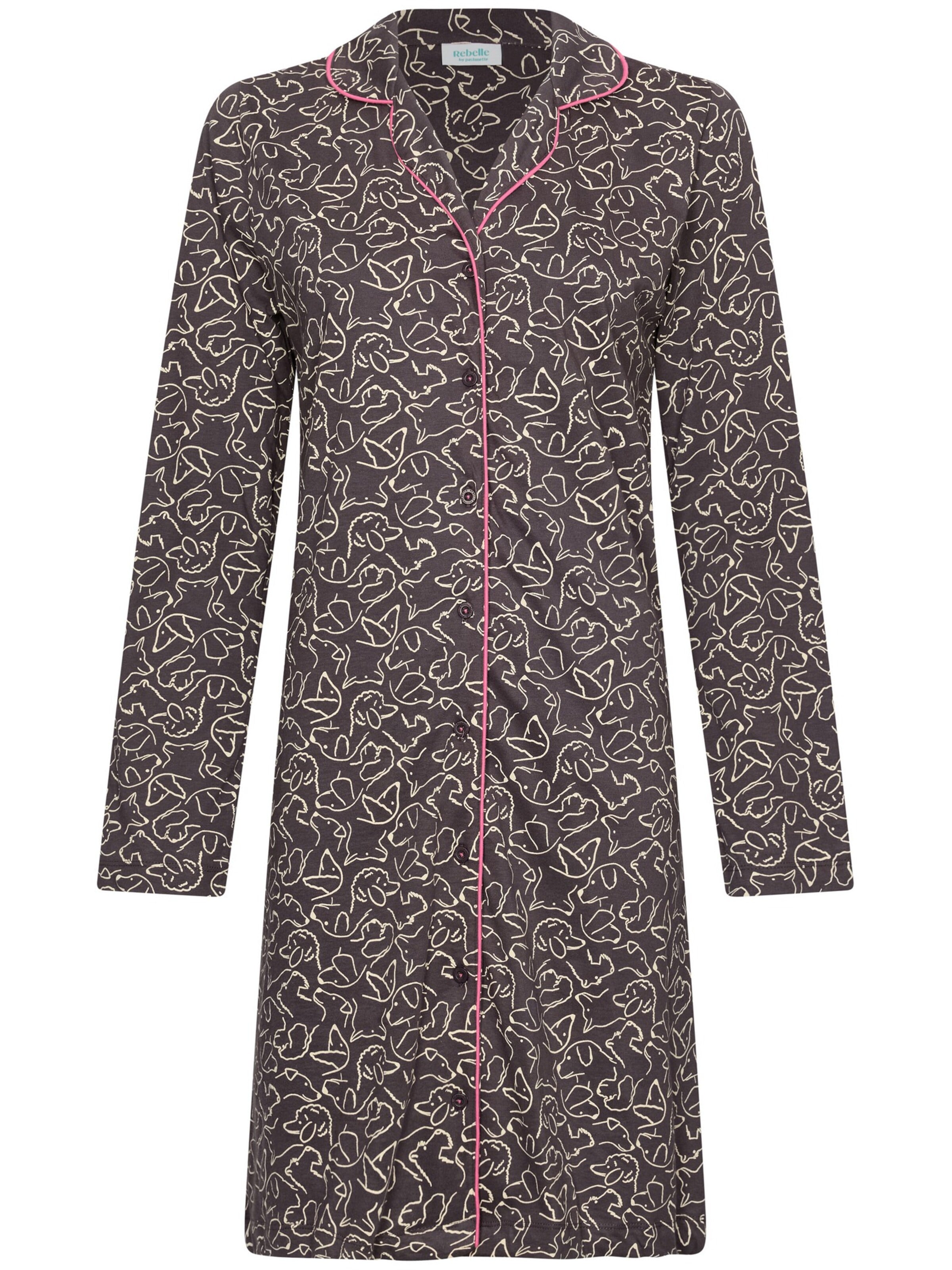 Rebelle Nightgown 'Furry Friend' in Grey: front