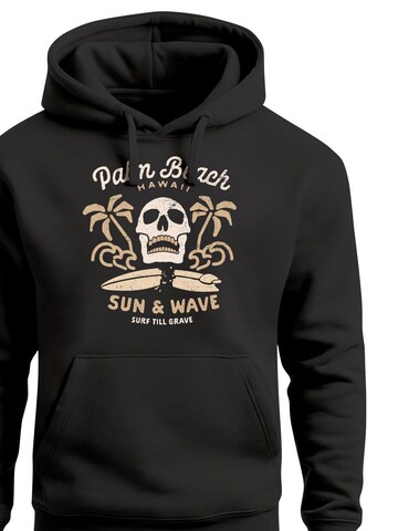 Neverless Sweatshirt 'Skull Surfing'‌‌‌‌‌‌ in Schwarz