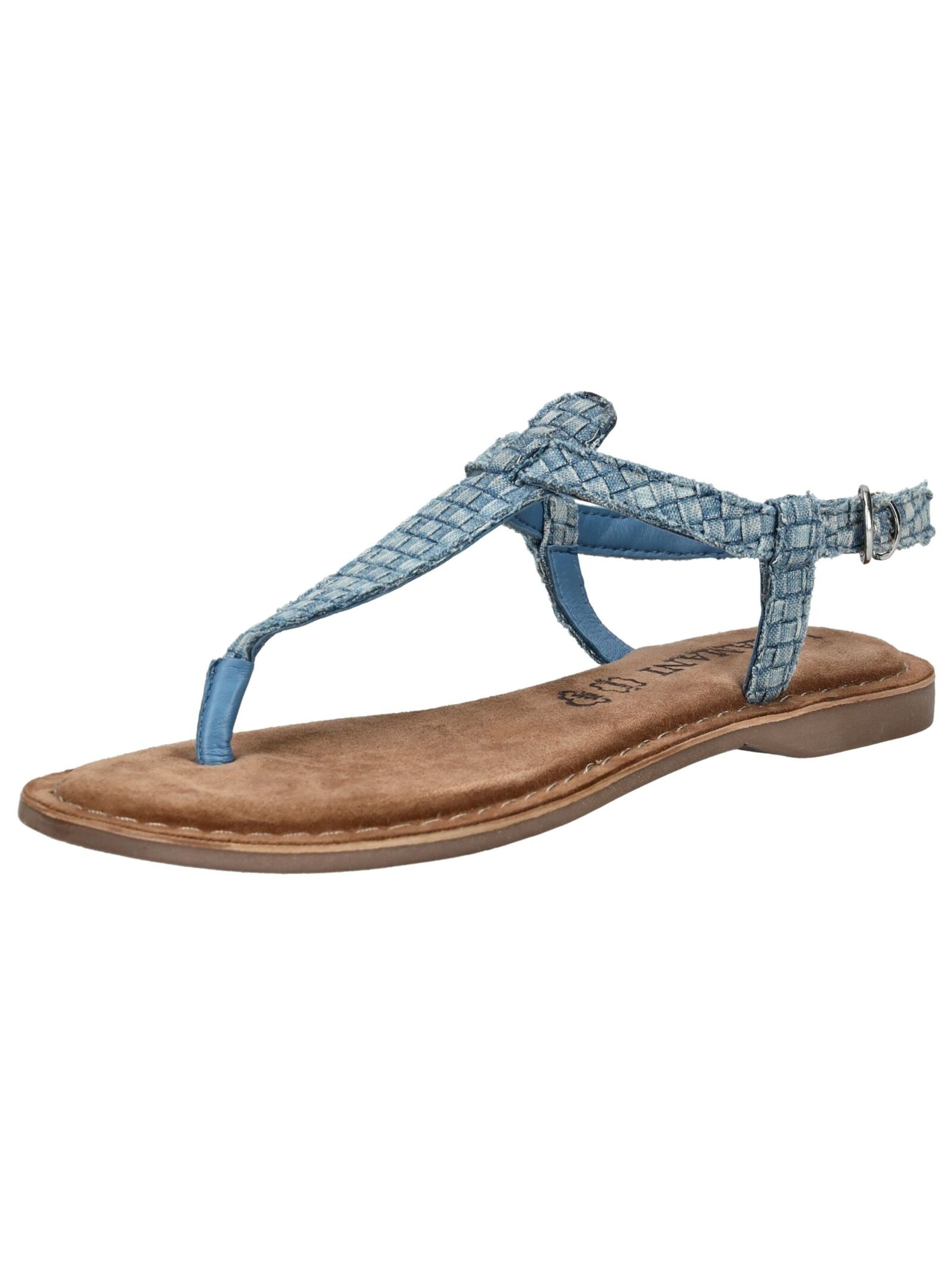 LAZAMANI T-Bar Sandals in Blue: front