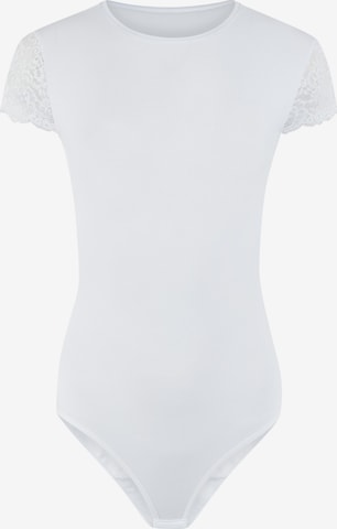 Evoni Shirt Bodysuit in White: front
