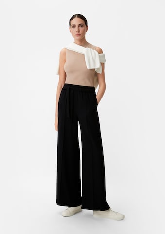 COMMA Wide leg Pantalon in Zwart: voorkant