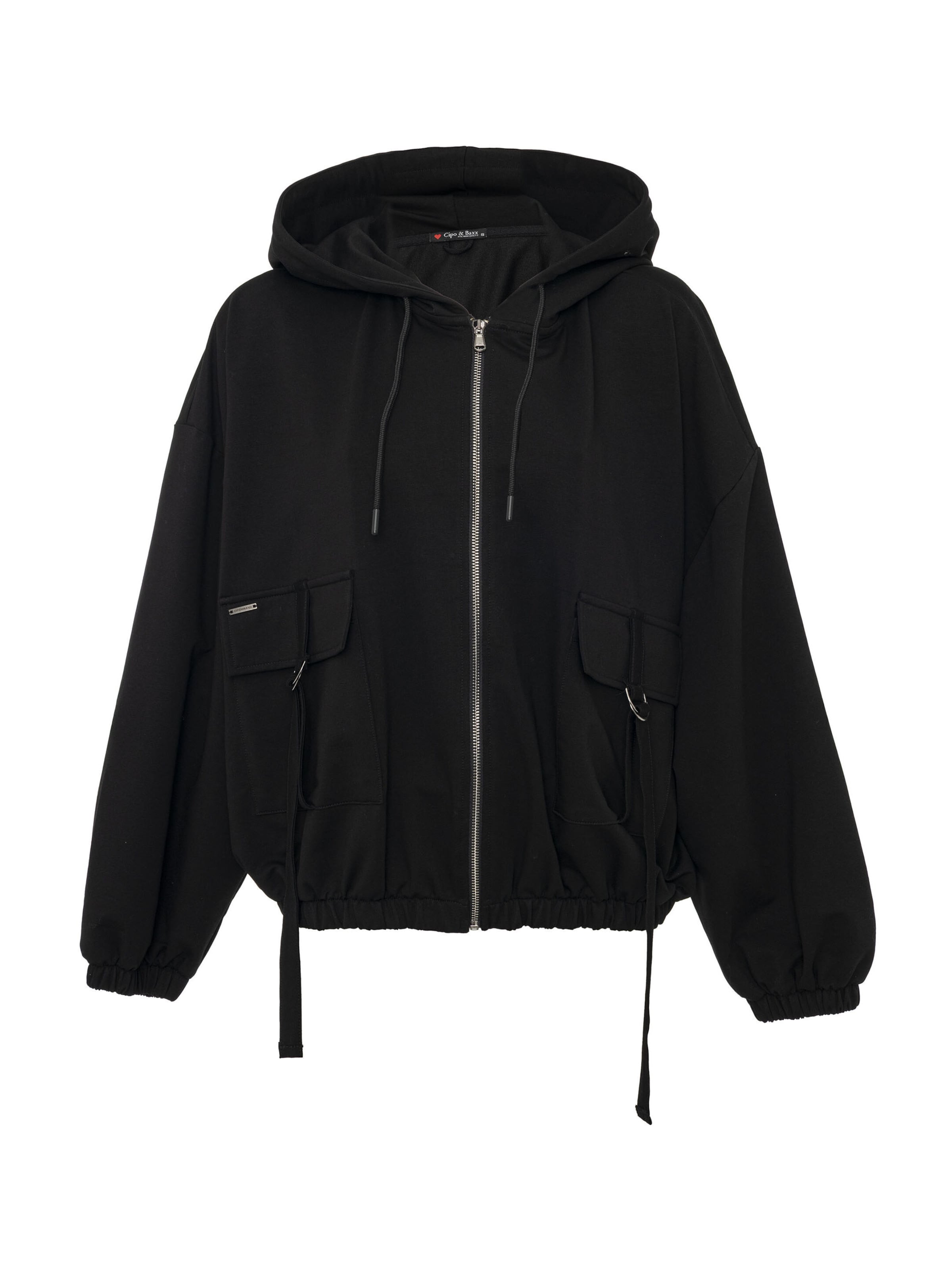 CIPO & BAXX Kapuzen Sweatjacke 'WL368' Streetwear-Outfits in Schwarz: Vorderseite