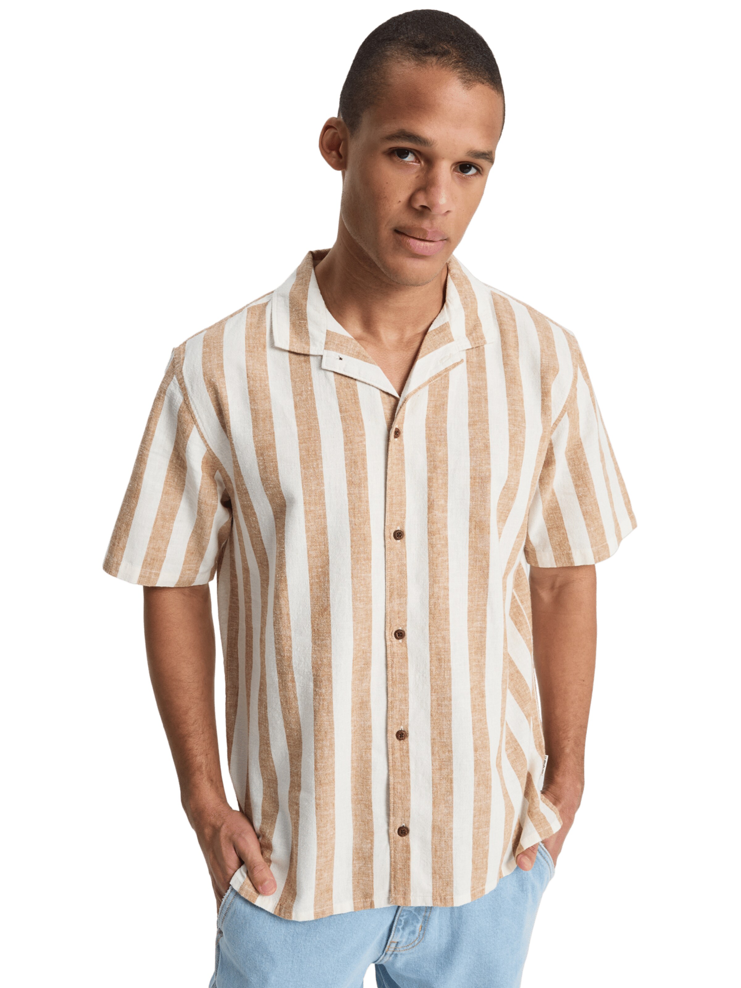 Coupe regular Chemise fonctionnelle 'Sunset Song' QUIKSILVER en beige : devant