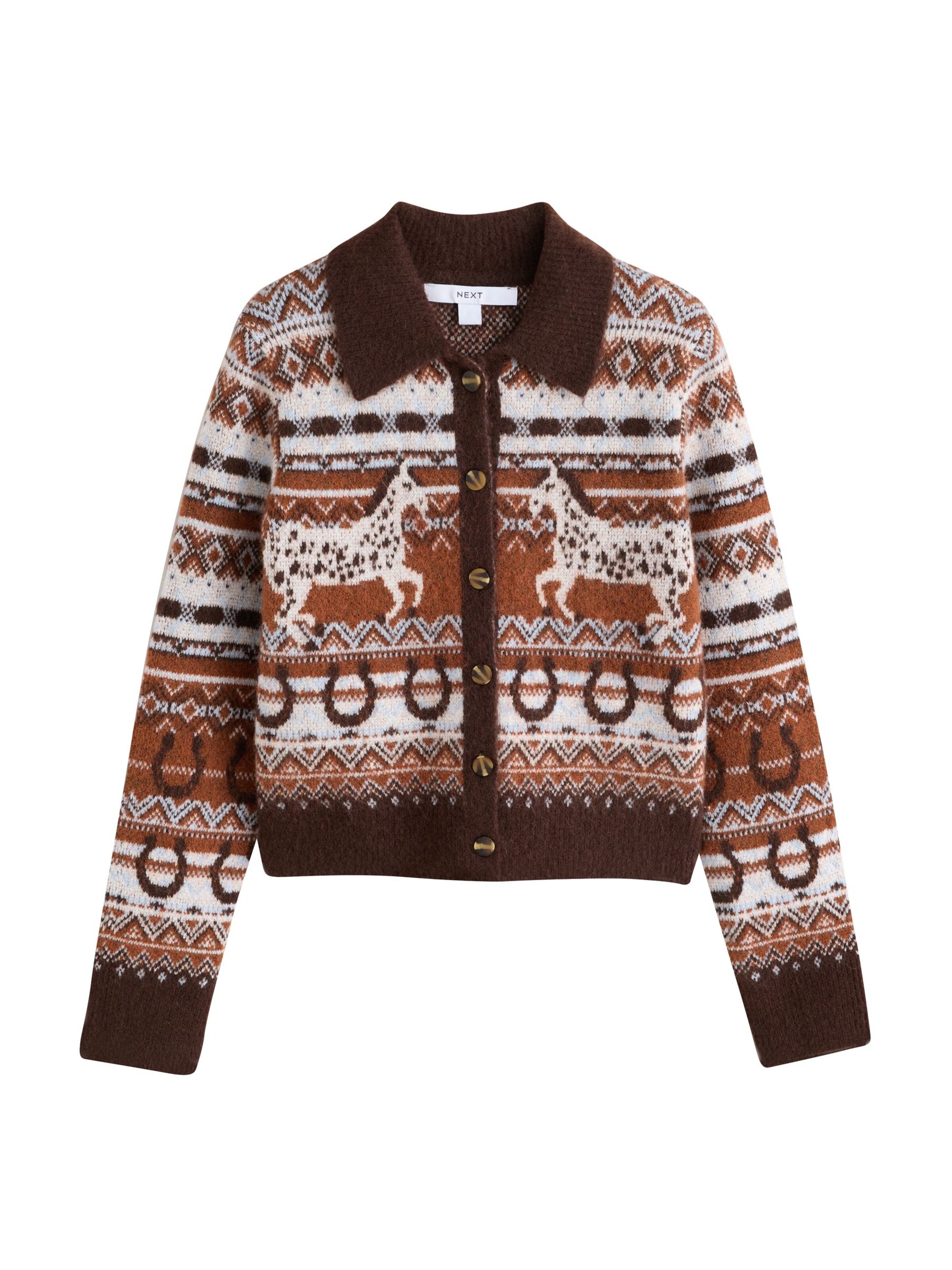Next Knit cardigan in XS in Cream / Light blue / Caramel / Chocolate, Item view