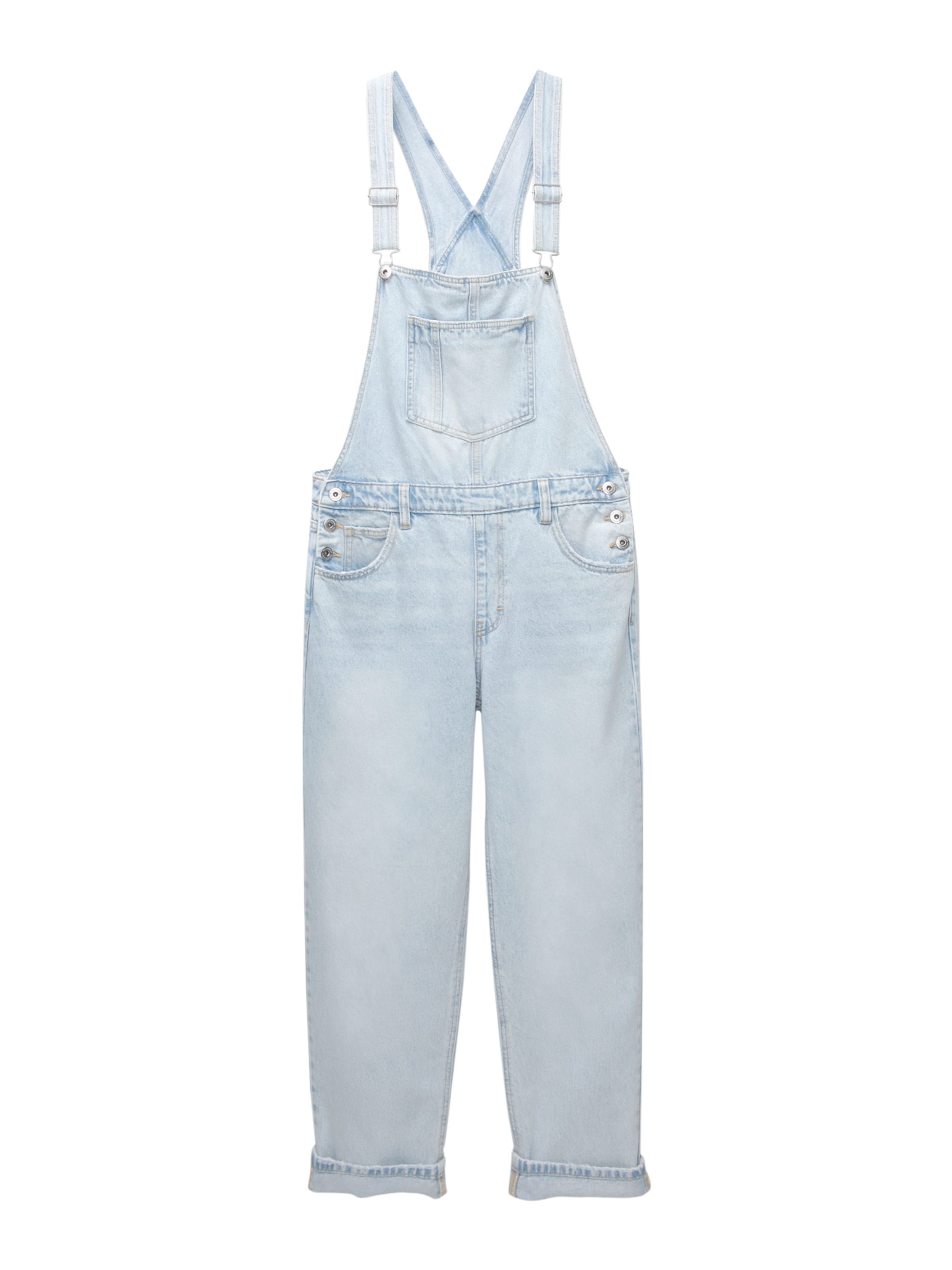 Loosefit Jeans con pettorina di Pull&Bear in blu: frontale