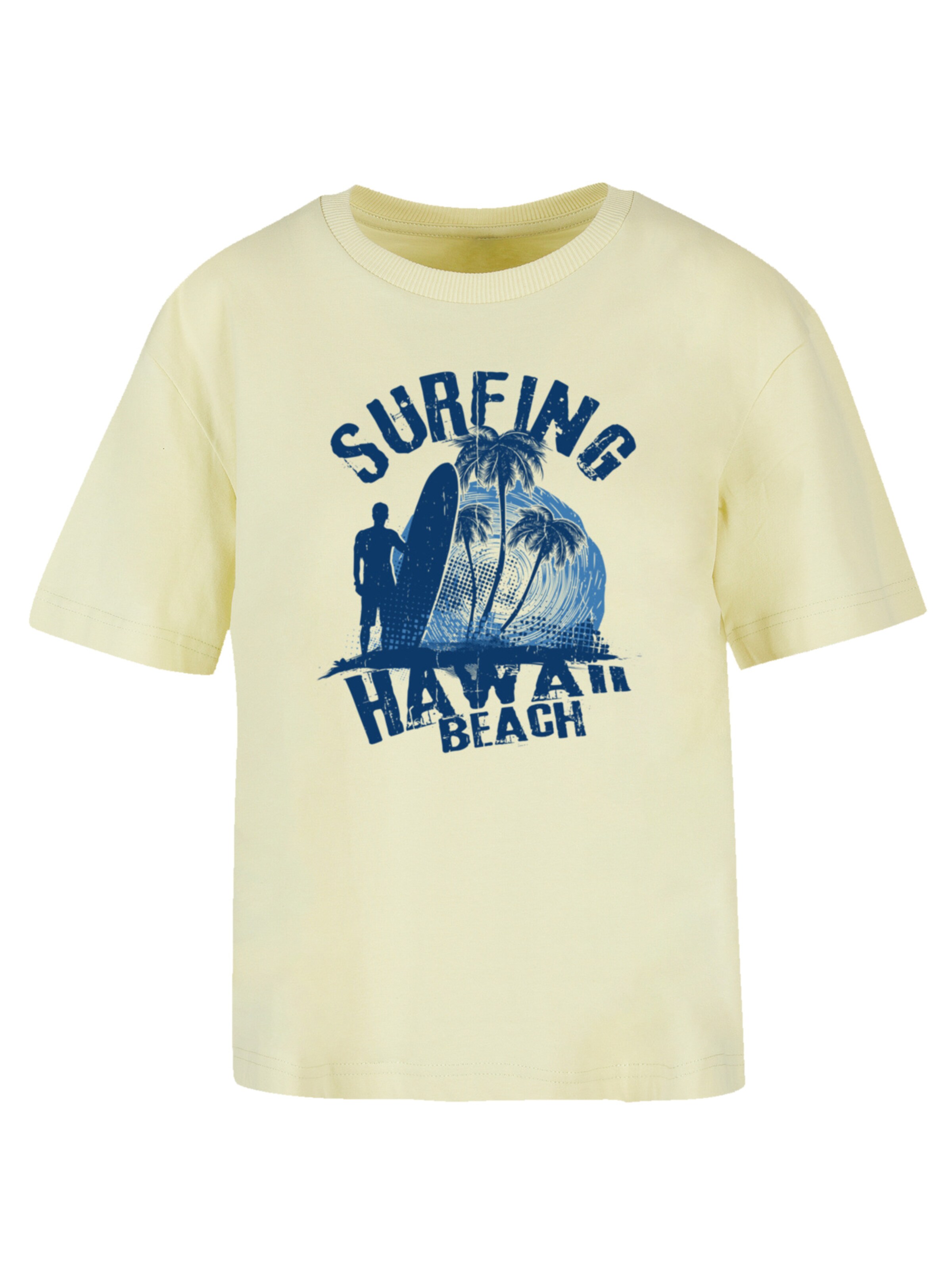 F4NT4STIC T-shirt 'Hawaii Surf Beach Summer' en bleu / bleu ciel / jaune, Vue avec produit