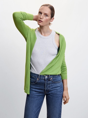 MANGO Knit Cardigan 'ALMA' in Green: front
