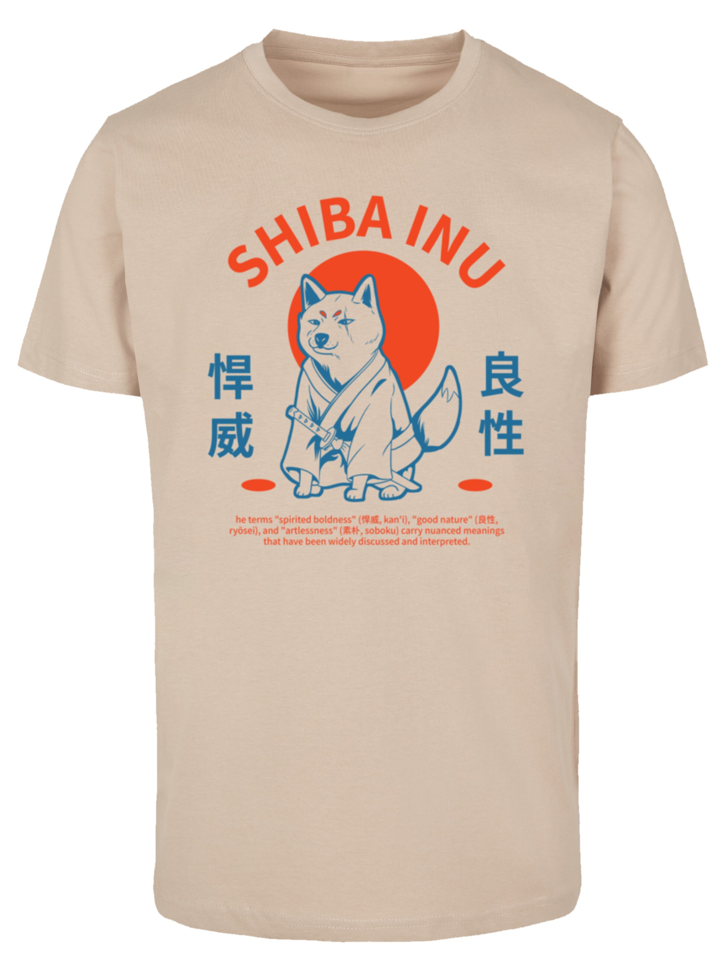 F4NT4STIC Shirt 'Japanischer Shiba Inu Hund' in Beige: voorkant