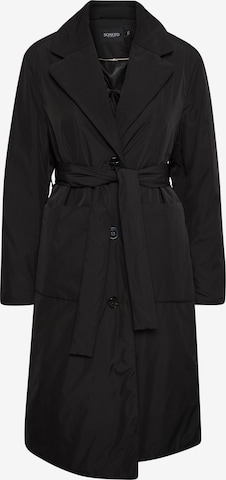 SOAKED IN LUXURY Between-seasons coat 'Panda' in Black: front