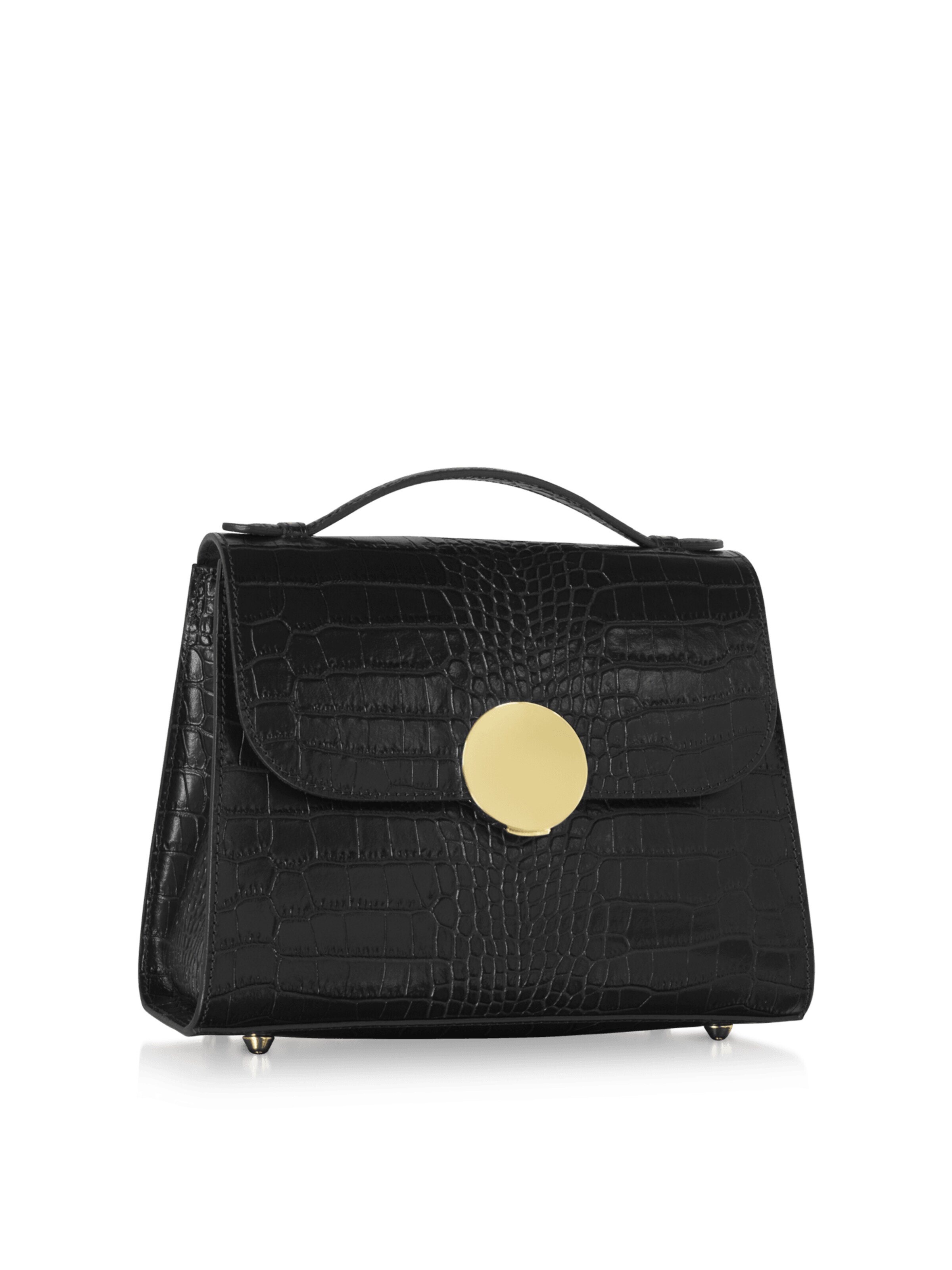 LeParmentier - Bolso de mano 'Bombo Croco' en negro