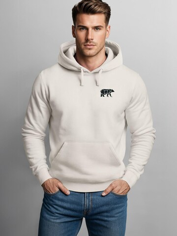 Neverless Sweatshirt 'Bär Lineart Polygon' in Beige