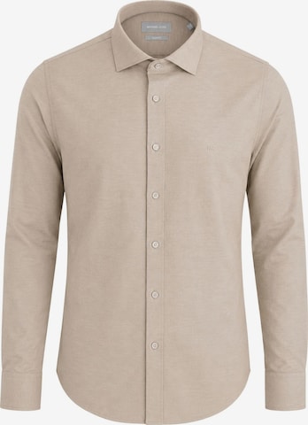 Chemise business 'COTTON LINEN SLIM SHIRT' Michael Kors en beige : devant