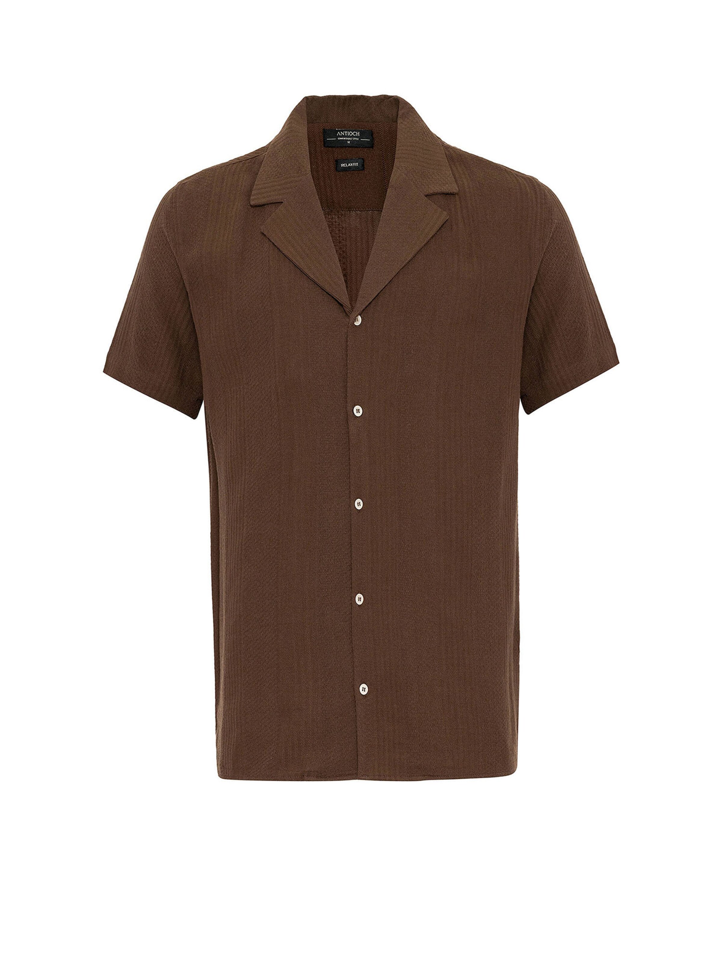 Antioch Regular fit Риза в кафяво: отпред