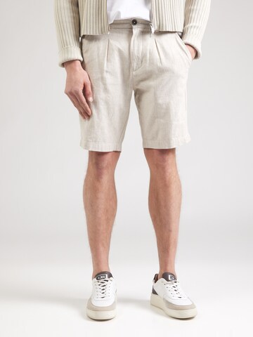 Bruun & Stengade Regular Pleat-front trousers 'Apollon' in Beige: front