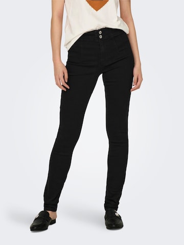 ONLY Skinny Jeans 'WAUW' in Zwart: voorkant