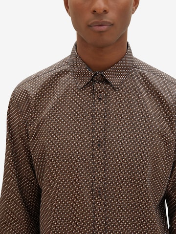 TOM TAILOR Regular fit Button Up Shirt in Brown